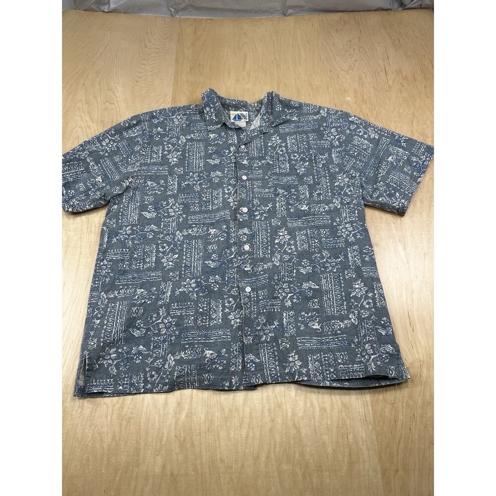 Vintage 90s The Men’s Store Sears Hawaiian Shirt Mens XL Blue Floral USA Made